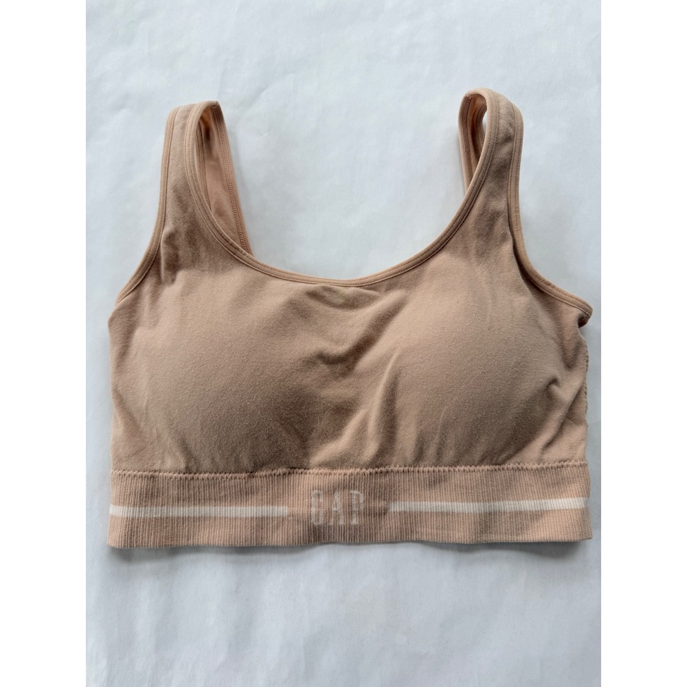Gapbody Sports‎ Bra - Bralette Tan Seamless Ribbed Logo Scoop Neck Small